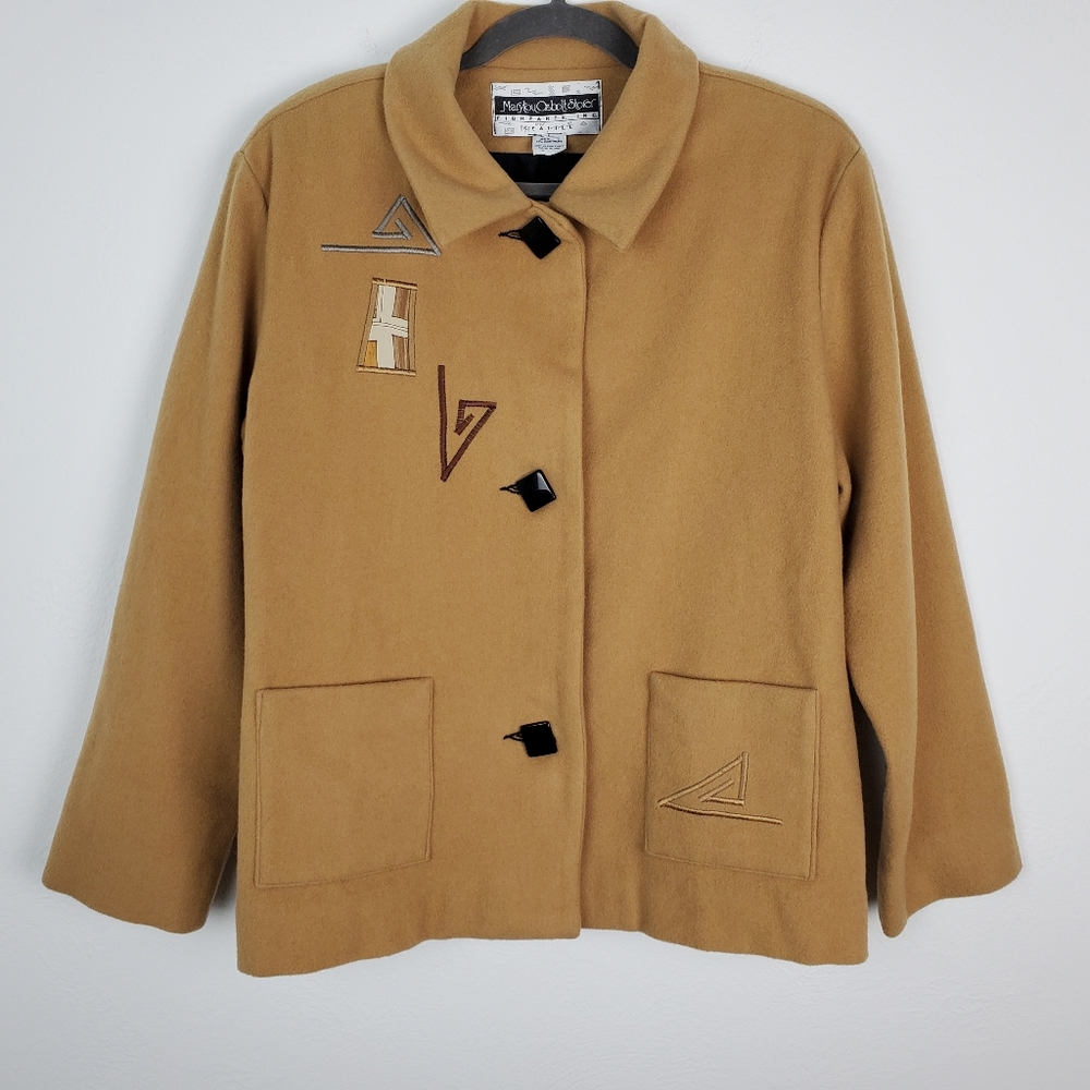 Vintage Cashmere Jacket Marylou Ozbolt Storer Coat Art to Wear Western Wool Tan